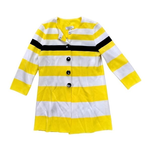 MISOOK Knit Yellow STRIPED Coat Jacket 60s Look Small